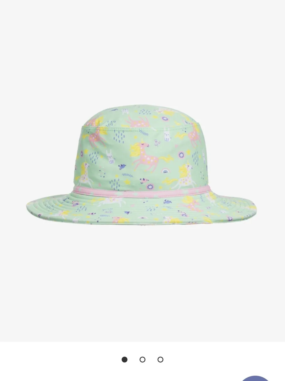 Kids Mint Unicorn Print Sun Hat